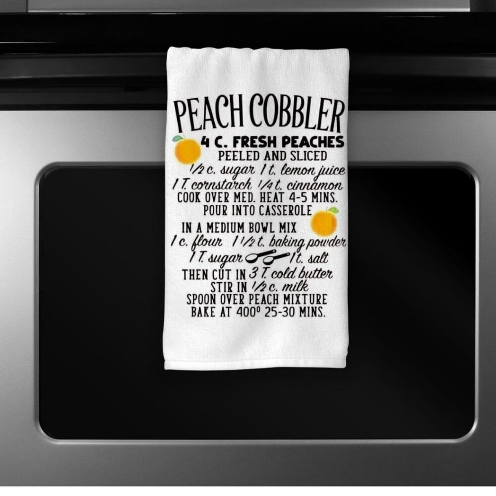 Peach Cobbler Recipe Microfiber Kitchen Towel